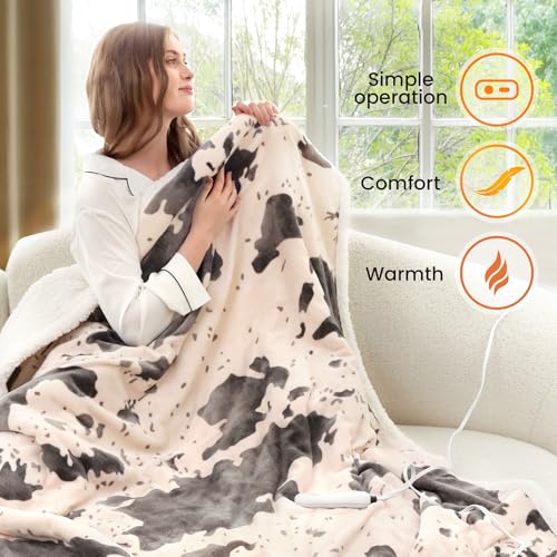 Image of Heated Blanket Throw Blanket - Fast Heating Electric Blanket, Soft Flannel Heated Throw with 4 Time Settings,10 Heating Settings, Warm Gifts for Women & Mom & Grandma