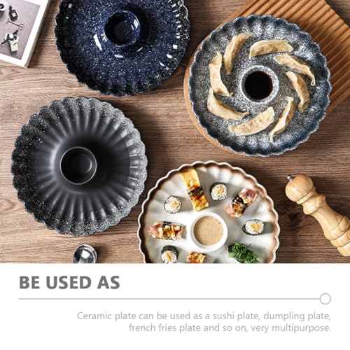 Plato de cerámica para sushi y dumplings estilo japonés miniatura 3