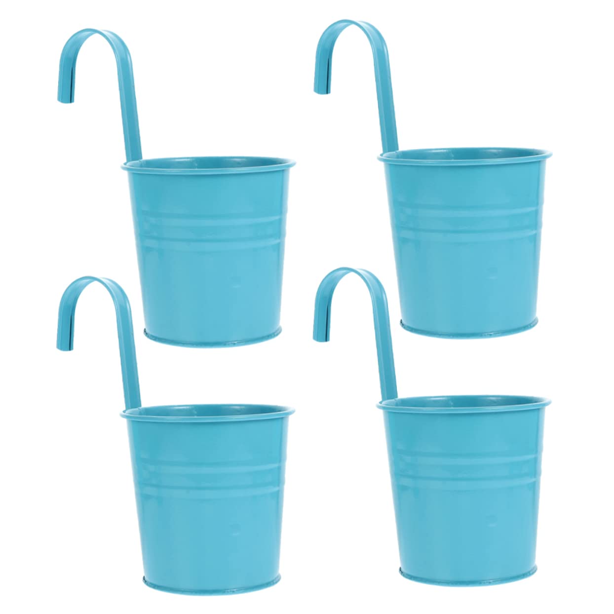 Kisangel Jardinière Balcon Suspendue en Fer, Pot de Fleur pour Balcon Crochet Amovible, Drainage et Ventilation, Lot de 4 pour Fleurs Sèches
