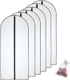 Borsa porta abiti Borsa lunga trasparente Sacchetti per indumenti antipolvere e antitarm (60cmx 153cm + Cedar Balls, Black)