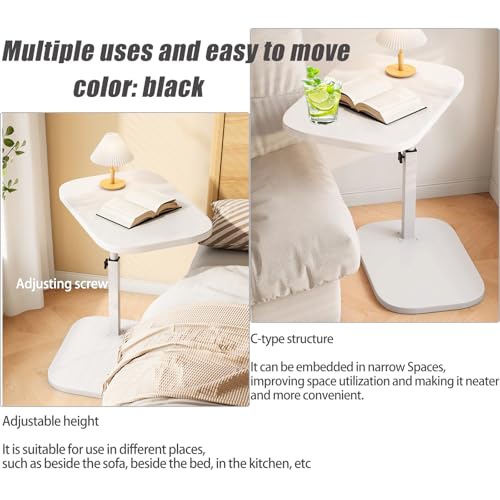 Image of Pedestal Adjustable C Shaped End Tables for Small Spaces Side Table，Desktop can Turn 360 and The Height of The Sofa Side Table can be Adjusted