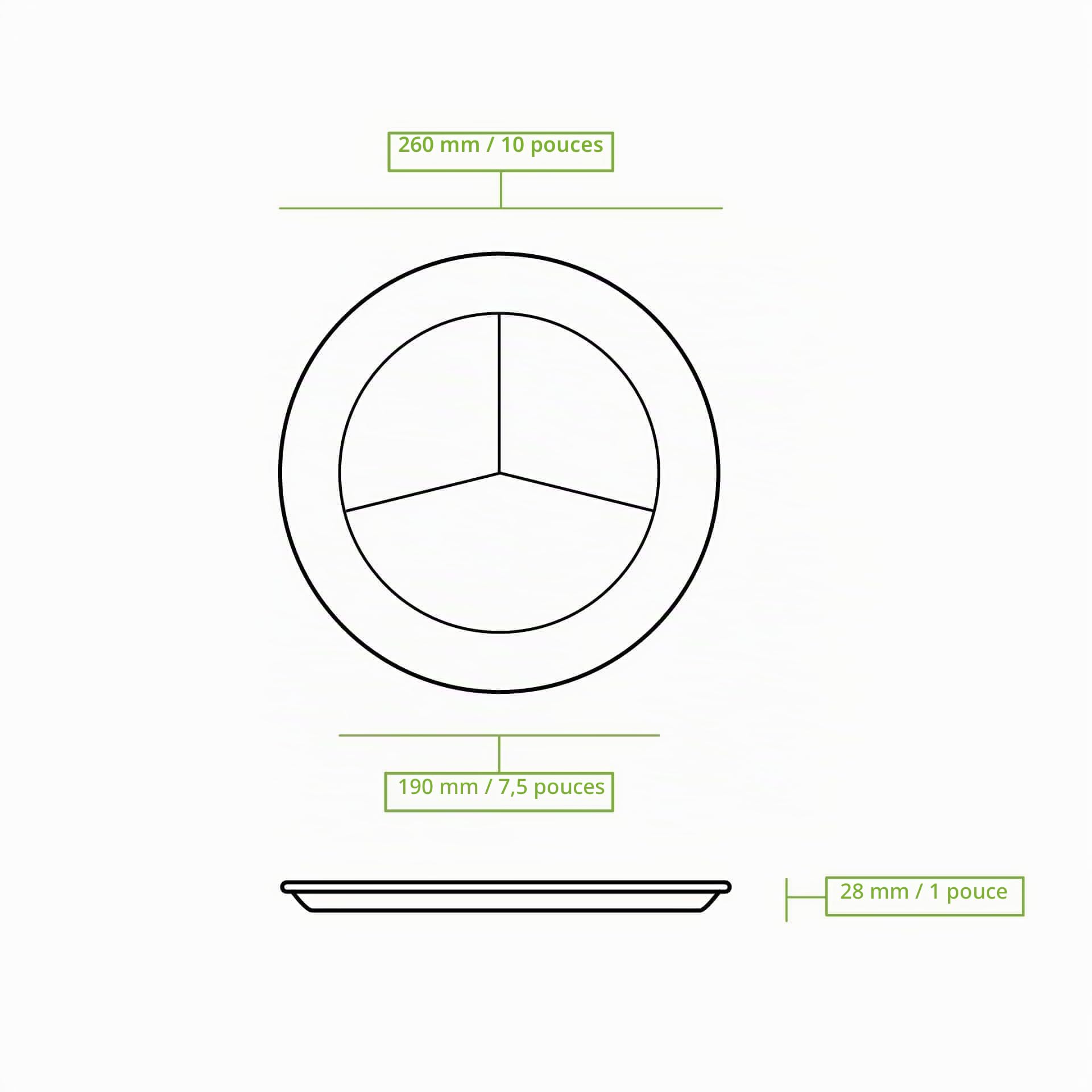 BIOZOYG Plats en Fibre de Canne à Sucre avec Séparateurs I Récipient pour Repas avec Compartiments I Plateaux en Bagasse Divisés en 3 I Plats avec Séparateurs blanc Ø 26 cm 500 pcs