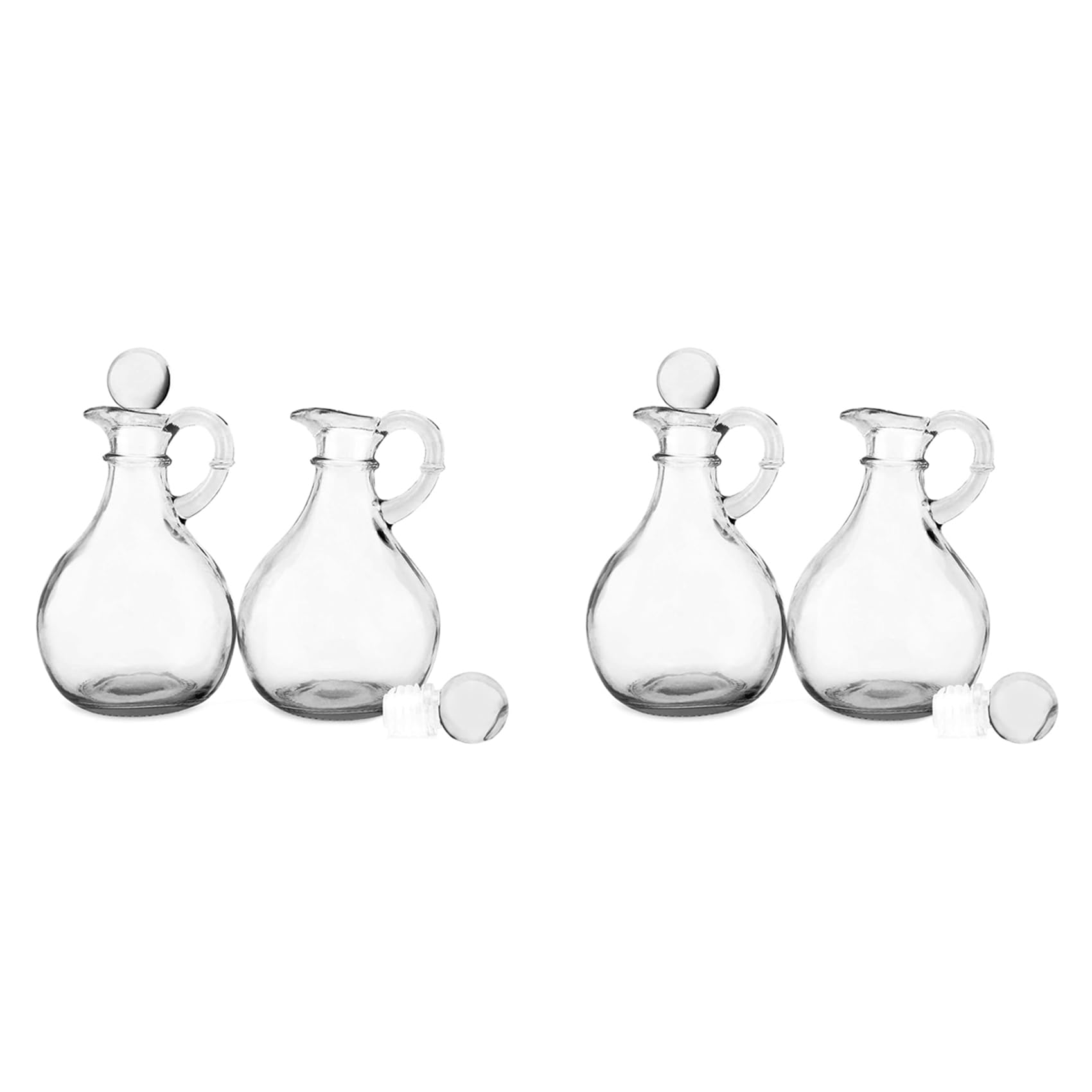 Hndhbfgrt Glass Oil and Vinegar Bottles (4 Piece Set) Round Glass Oil Dispenser Bottle with Stopper