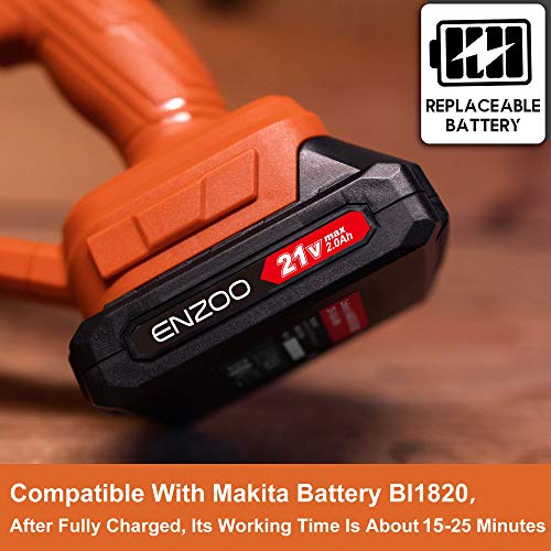 ENZOO Cordless Leaf Blower / Dust Vacuum 2-in-1 Designed for Light Yard Work and Hard Surface Sweeping Variable Speed MAX 20V Includes 2.0Ah Lithium-Ion Battery and Charger (Orange)