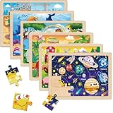Wooden Puzzles for Kids Ages 4-6, 6 Packs 24 Pcs Jigsaw Puzzles Preschool Educational Toys Gifts for Children Ages 3 4 5 6 Year Old Kids Puzzles Ages 3-5 Year Olds Boys Girls