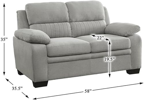 Miniatura 3 de Lexicon Holleman - Sofá biplaza de tela de poliéster de 58 pulgadas con patas expuestas en gris claro