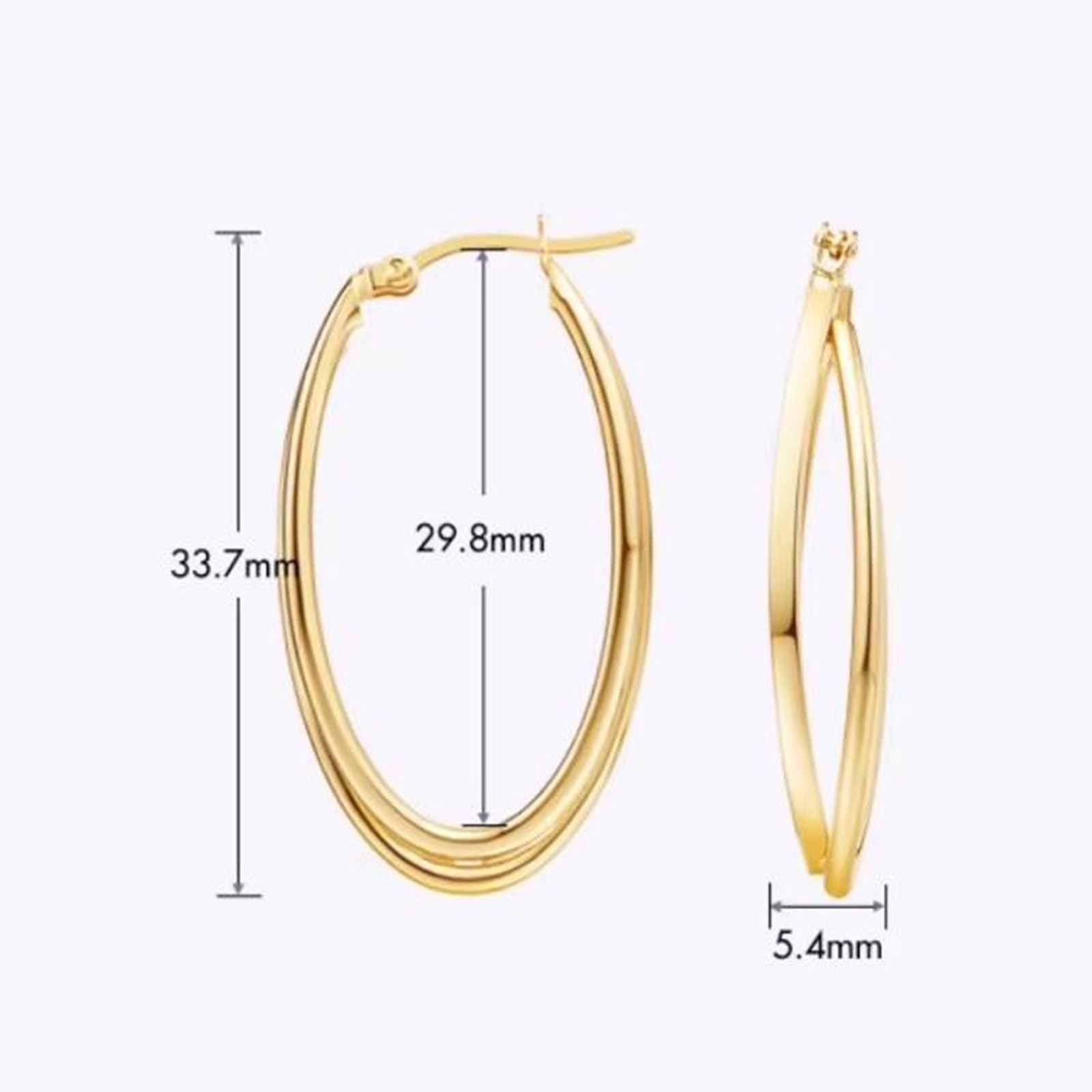 KnSam Prawdziwa biżuteria 9K/14K/18K żółte złoto Creole Hoop, kolczyki na sztyfcie Boże Narodzenie podwójne kółko, kolczyki na Boże Narodzenie Au 750/585/375