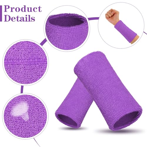 Image of WILLBOND 6 Inch Wrist Sweat Bands for Men Women Tennis Elastic Athletic Long Sweatband Wrist Absorbent for Basketball Tennis Running Outdoor Activity