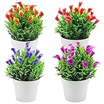 4 Stücke Kunstblumen Künstliche Callalilie Blumen Eingetopft Künstliche Blumen Künstliche Pflanzen für Innen und Außenbereich Cafe Badezimmer Wohnzimmer Balkon Büro Deko