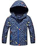  Veste Imperméable Parka Enfant 7-8 Ans Garçon Veste à Capuche Polaire Veste Coupe Vent Softshell Blouson de Ski Hiver Veste de Randonnée Sport Enfant,Gris 2,7-8 ans/130(L)