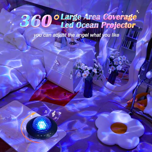 Image of Mubarek Galaxy Projector for Bedroom, White Noises & Bluetooth Night Light Projector,360 Full Coverage Ceiling Projector Galaxy Light Projector,Remote Timer Night Sky Projector Ocean Light Projector