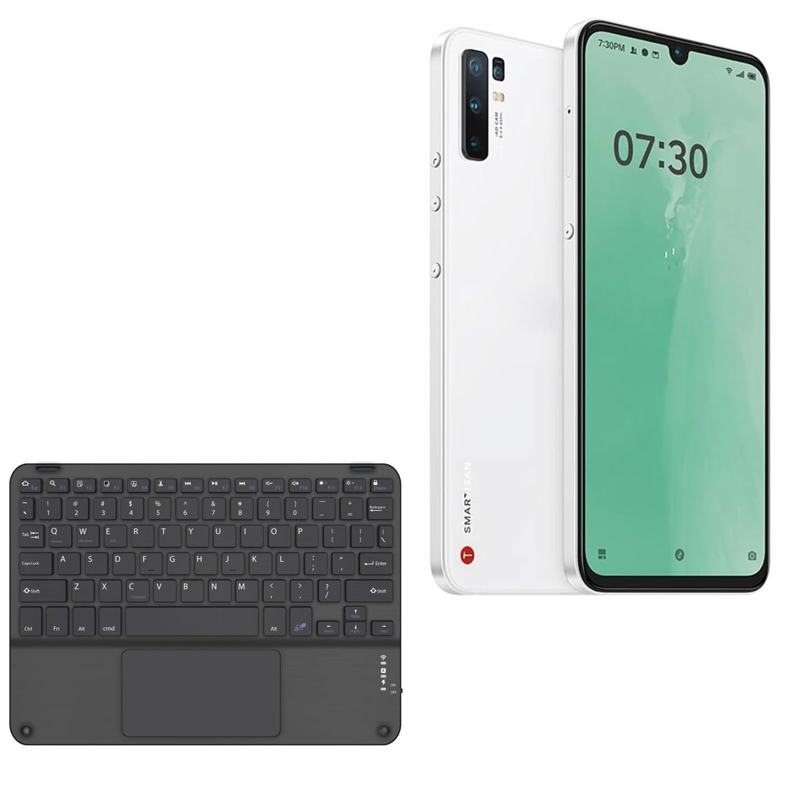 BoxWave Keyboard Compatible with Smartisan Nut Pro - SlimKeys Bluetooth Keyboard with Trackpad, Portable Slim TouchPad - Jet Black-image-33