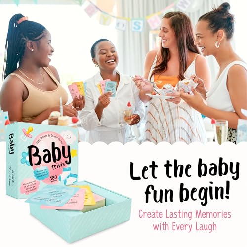 WELL BALANCED Baby Shower Trivia - 180 Fun & Hilarious Questions, Baby Shower Game for Girl or Boy & Gender Reveal Game | Unlimited Players, Ages 14+
