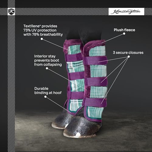 Image of Kensington Protective Products Horse Fly Boots - Fleece Trimmed - Stay-Up Technology - Protection from Insect Bites and UV Rays - Sold in Pairs (2 Boots)