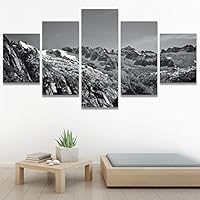 SIGNWIN 5 Panel Canvas Wall Art Dramatic Forest Landscape Living Room Orange Photography Rustic for Home Decorations Ready to Hang - 60