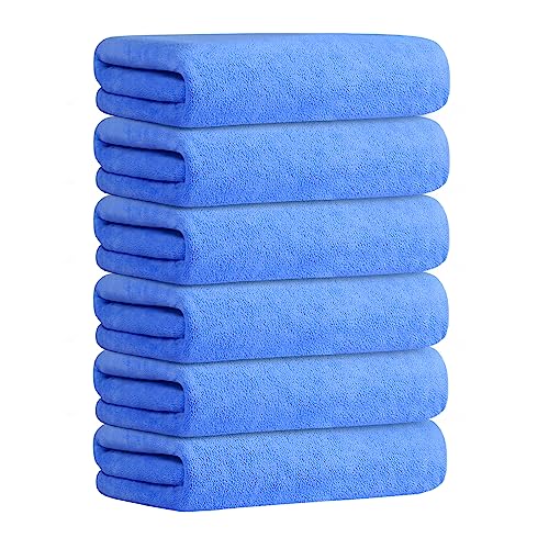 Image of JML Bath Towel, Microfiber, 6 Pack, 30 inch x 60 inch, Blue
