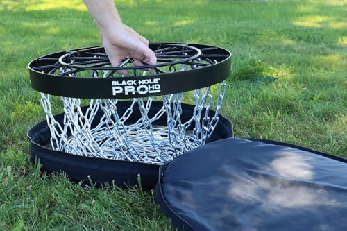 Image of MVP Disc Sports Black Hole Pro HD 24-Chain Portable Disc Golf Basket with Transit Bag