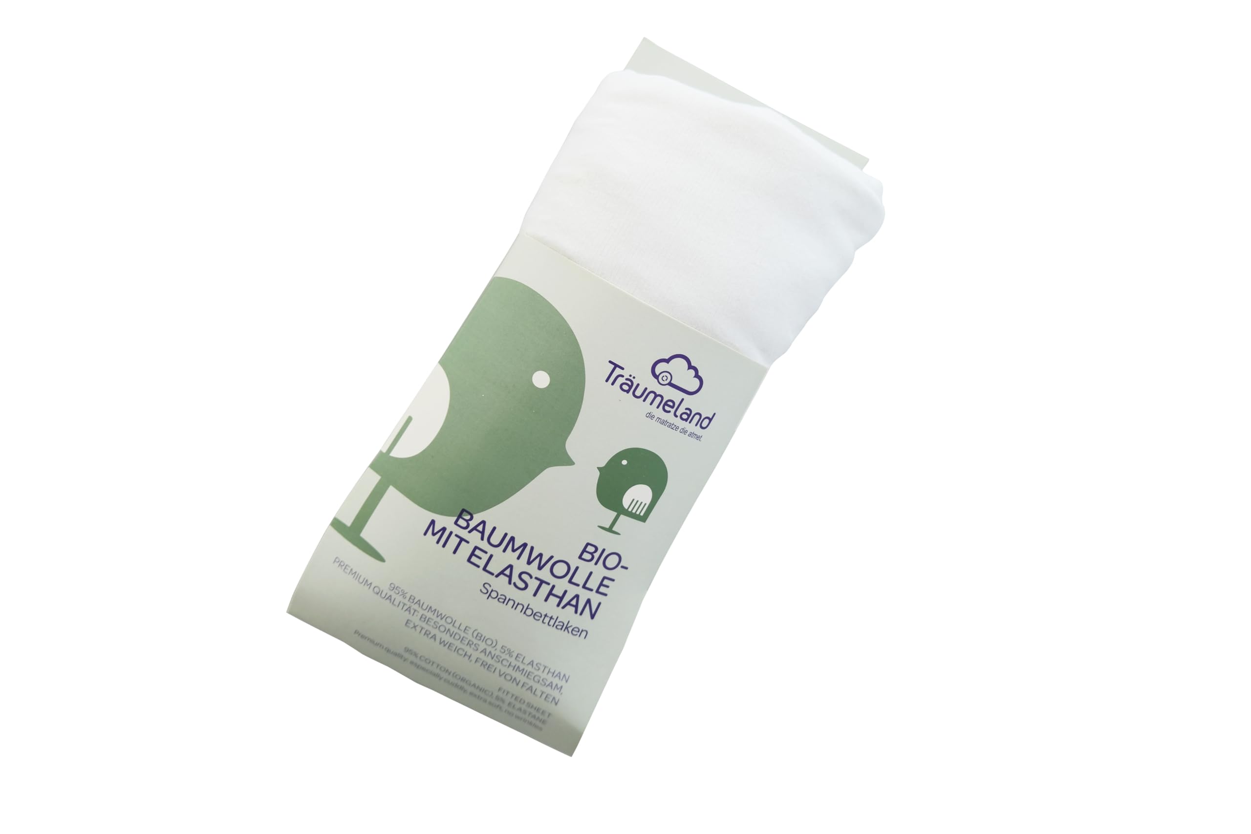 Träumeland Fitted Sheet Organic Cotton with Elastane White 35 x 78 cm