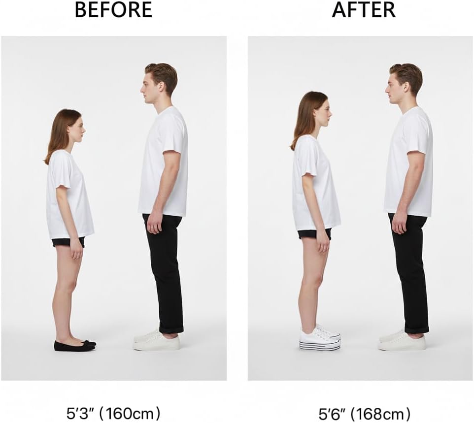 REFRASE LIFE Womens Platform Sneakers with Wedge 3 Inches Height Boost Hidden Heel Shoes, Casual Height Increase Walking Fashion Shoes for Women and Girls - Image 5