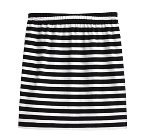 Women Black&White Stripe Hip Skirts Short Mini Stretchy Pencil Skirts