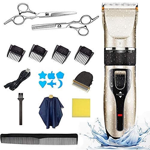 Tondeuse Cheveux Professionnelle,Tondeuse à Barbe Tondeuse Cheveux Tondeuse à Nez,Imperméable Tondeuse à Cheveux Sans Fil Tondeuse Cheveux Homme Kit USB Rechargeable pour les enfants et les familles