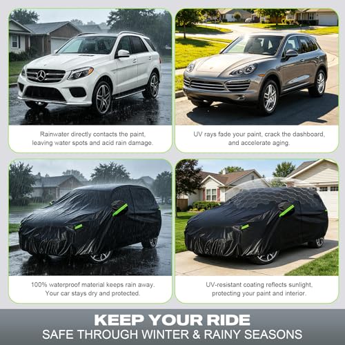 Image of Kaugung Car Cover Custom Fit for Mini Countryman (2010-2026), 7 Layers Waterproof All Weather for Automobiles Full Exterior Cover Rain Sun Snow Protector with Door Zipper. Black