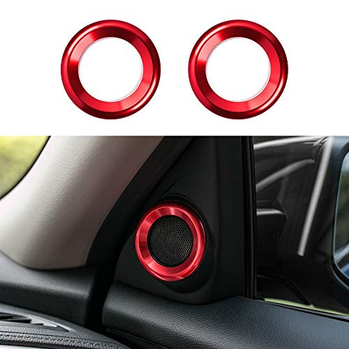 CKE Civic Aluminum Alloy Interior Door Audio Speaker Ring Cover Trim for 10th Gen Honda Civic 2021 2020 2019 2018 2017 2016-Red