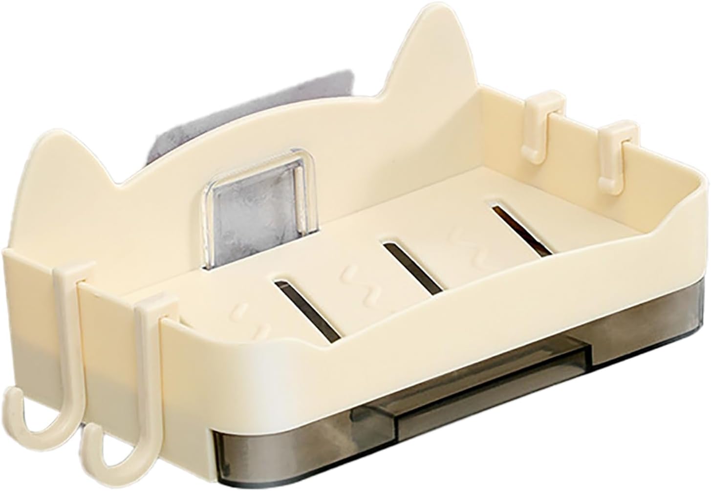 Wall Mounted Soap Holder, Square Shape Bathroom Dish Rack with Drainage Design Portable Soaps Dish Tray Rack for Bathroom Kitchen (Beige)