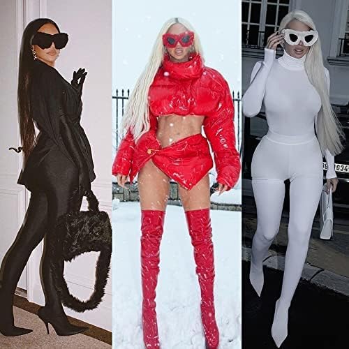 FEISEDY Women Plush Fuzzy Cat Eye Sunglasses Punk Soft Velvet Shades Ladies Handmade Party Masquerade Eyewear B2877 - Image 2