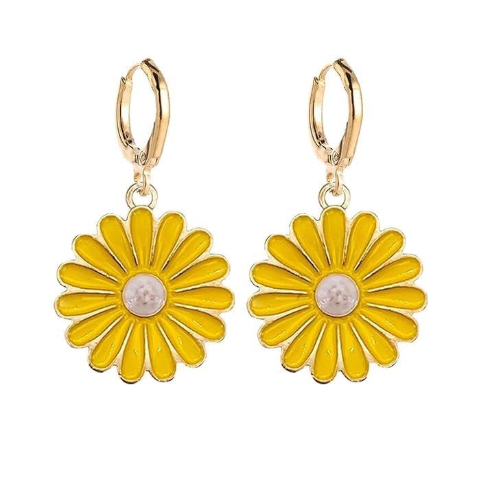 El Regalo 1 Pair Cute Daisy Flower Hook Earrings for Kids/Girls/Teens/Women- Hypoallergic Dainty Enamel Daisy Flowers Hook Earrings (Yellow) (B0CSSJ2CPL) Amazon Price History, Amazon Price Tracker