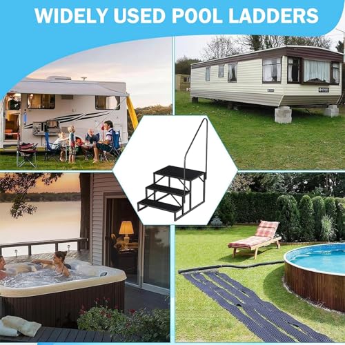 image for Aysiofdy RV Step Stool, 3 Step Ladder, Hot Tub Steps with Handrail, Po