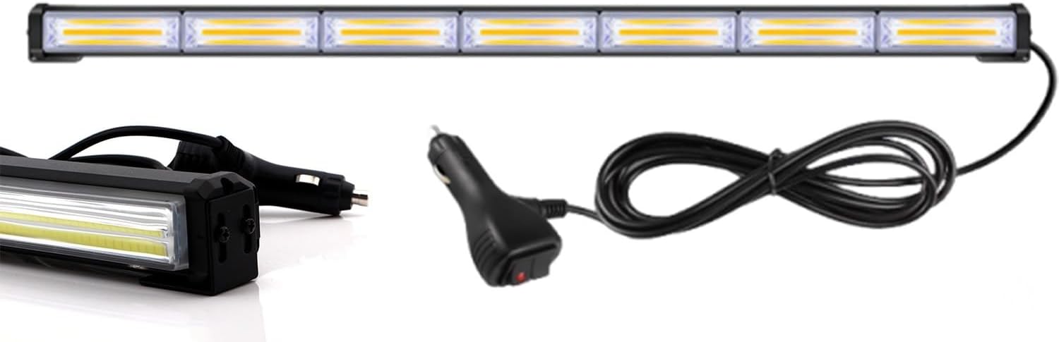 12-24V Strobe Light Bar Car Warning Emergency Beacon Safety Police Strobe Lights Amber Red Blue Flashing Light(35Inch 87CM,Red Blue)