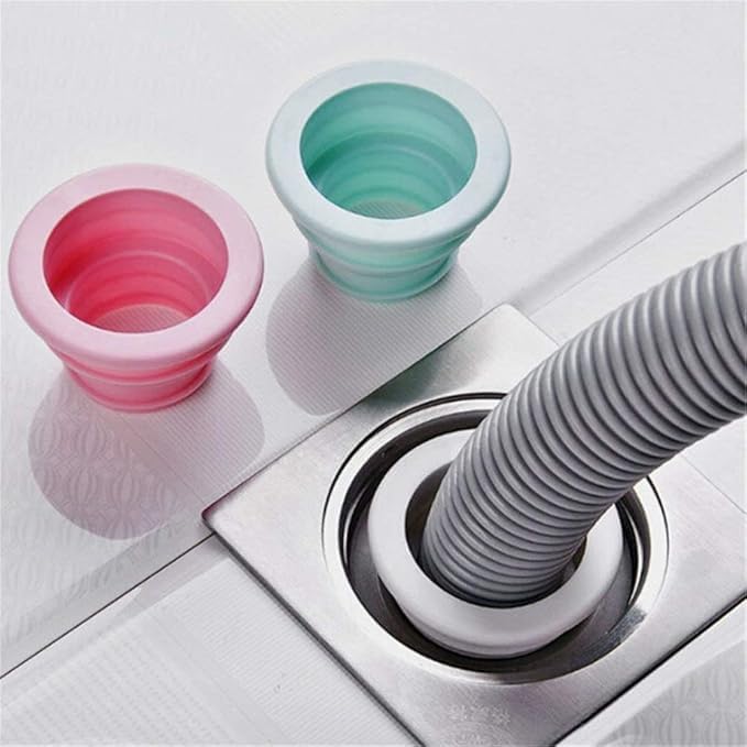 Silicone Drain Pipe Hose Sealing Plug, Washing Machine Plug Ring Hose Deodorant Sewer Seal Ring Clean Tool for Home Bathroom,Laundry Room,Kitchen,Floor Drain (Set of 4 Pieces, Radom Color)