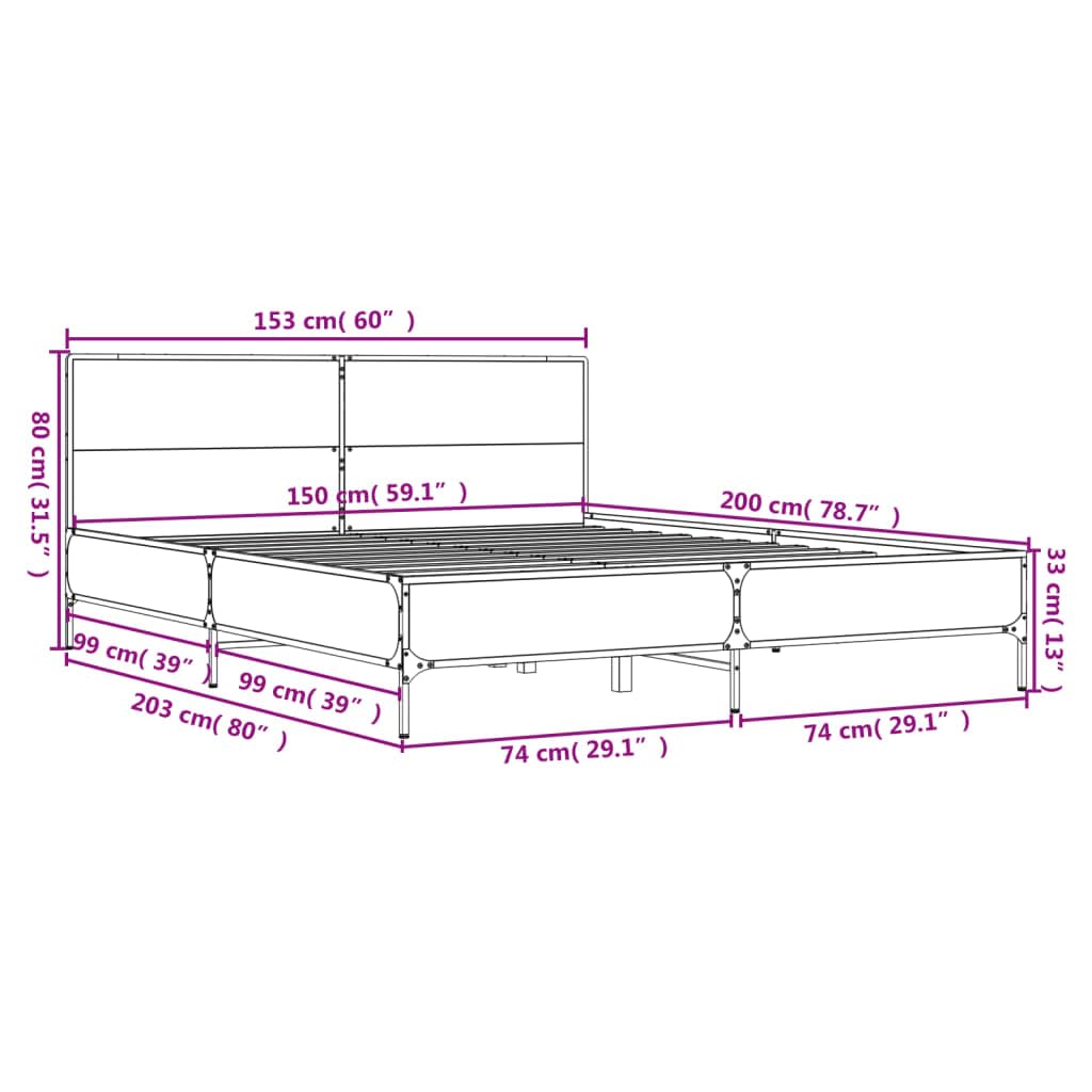 Legno Multistrato Stabile Metallo Nero 150x200 cm