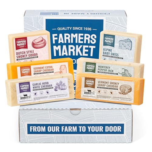 Farmers Market, Gluten Free, Keto, Paleo, Low Sodium, Zero Sugar, Wisconsin Cheese Gift Sets, 6 Count