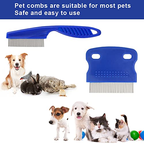 JINSION Läusekamm, 2 PCS Flohkamm Hunde für Katzen, Zeckenkamm für Hunde Staubkamm für Effektiv Gegen Flöhe & Läuse, Tränenfleckentferner Kamm, Haustierkamm Profi Entfernen Floh Kamm für Hund & Katze