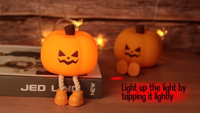 Image of 1PCS Children's Night Light Halloween, Decorative Light, 3 Mode Pumpkin Night Light, Rechargeable LED Touch Food Grade Silicone, Nursery Baby Room, Best Gift