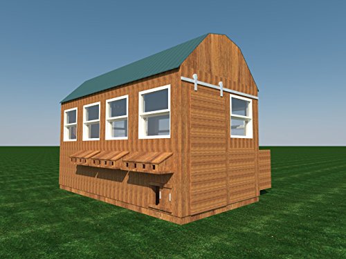 Poultry Chicken Coop Plans DIY Backyard Barn Hen House Gaiola com corrida 2,5 x 40,6 m