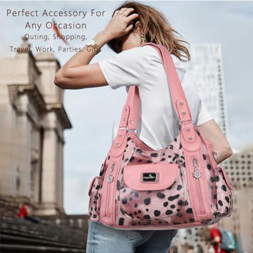 Image of Angel Kiss Purses for Women, Large Shoulder Bag Hobo Tote Purse Mutipocket Faux Leather Satchel Hobo Purse