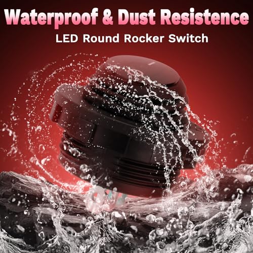 Image of BFXM Round Rocker Switch, Toggle Switch 12V, On Off Switch, SPST 3 Pin | Waterproof LED Lighted Automotive Power Switch, Marine Toggle Switch ,Automotive Replacement Electrical System Switches