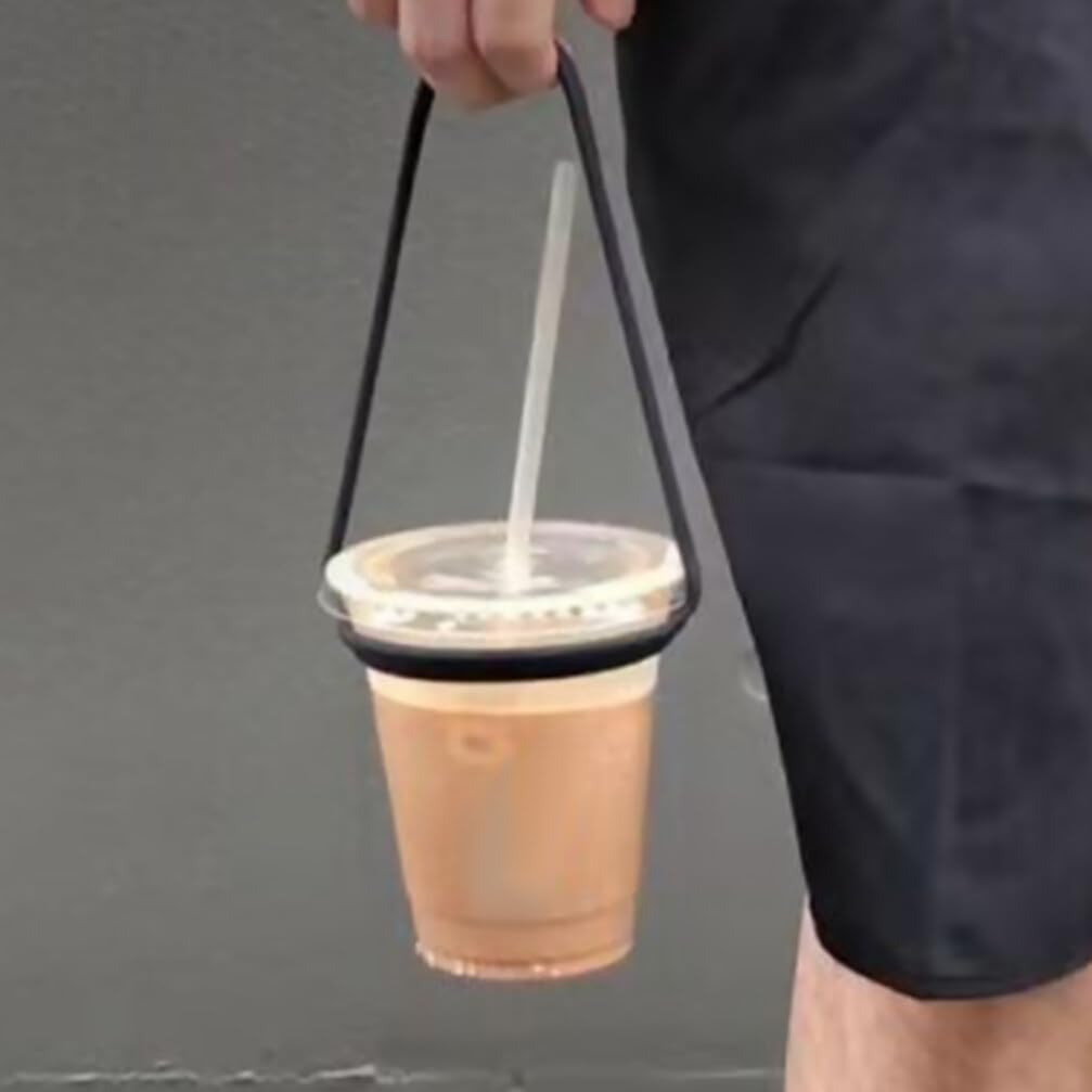 Cabilock Silicone Tumbler Carrier with Strap, 3pcs Reusable Silicone Drink Carrier Coffee Cup Carrier Bottle Sleeve with Handle Tie Takeout Cup Holder for Hot and Cold Beverages