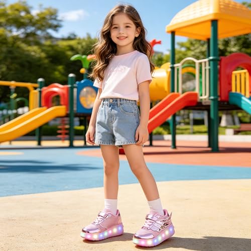 Image of Nsasy Roller Shoes Kids Roller Skates Shoes Girls Boys Wheels Shoes Become Sport Sneaker with Led for Children Gift