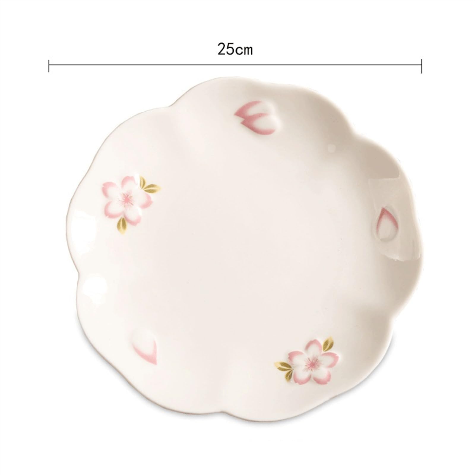 Ręcznie malowany talerz ceramiczny - 25 cm biały kwiat wiśni, wytłaczana zastawa stołowa do jadalni, idealna do serwowania steków, owoców i deserów
