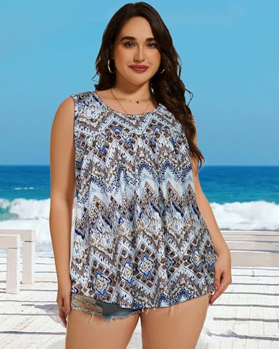 Image of Women Plus Size Tank Top Casual Summer Tops Loose Fit Sleeveless T Shirts Trendy Crewneck Tunic Tees 2026