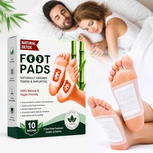 Image of Herbal Detox Foot Pads (Pack of 10) | Natural Bamboo Vinegar Foot Patch for Relaxation & Sleep Support | Gentle Herbal Ingredients for Daily Wellness, Foot Care & Comfort | Easy Overnight Use