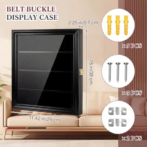 Silipull Locking Belt Buckle Display Case, 4-Row Wall Mount, Acrylic Door — view 2