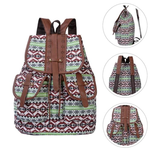 Mochila de lona con cordon resistente estilo etnico y vintage 7
