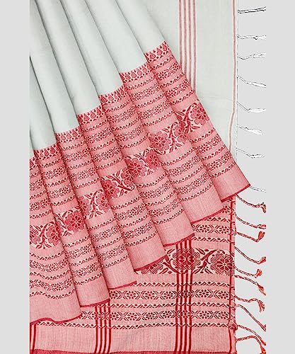 Image of eC ESHA'S COLLECTION Women's Cotton Blend Begumpuri Handloom Saree With Unstitched Running Blouse Piece