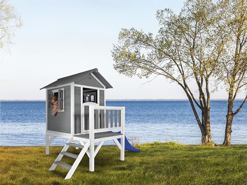 Spielturm ohne Schaukel Axi Spielhaus Beach Lodge XL in Grau mit Rutsche