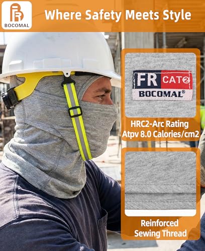 Image of BOCOMAL FR Face Mask Flame Resistant Balaclava 5.5oz Lightweight Arc Rated Helmet Liner Covering Hood for Welding